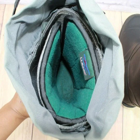 LL Bean Black Rubber Mid Calf Waterproof Insulated Winter Boots Size 6 - Picture 9 of 11